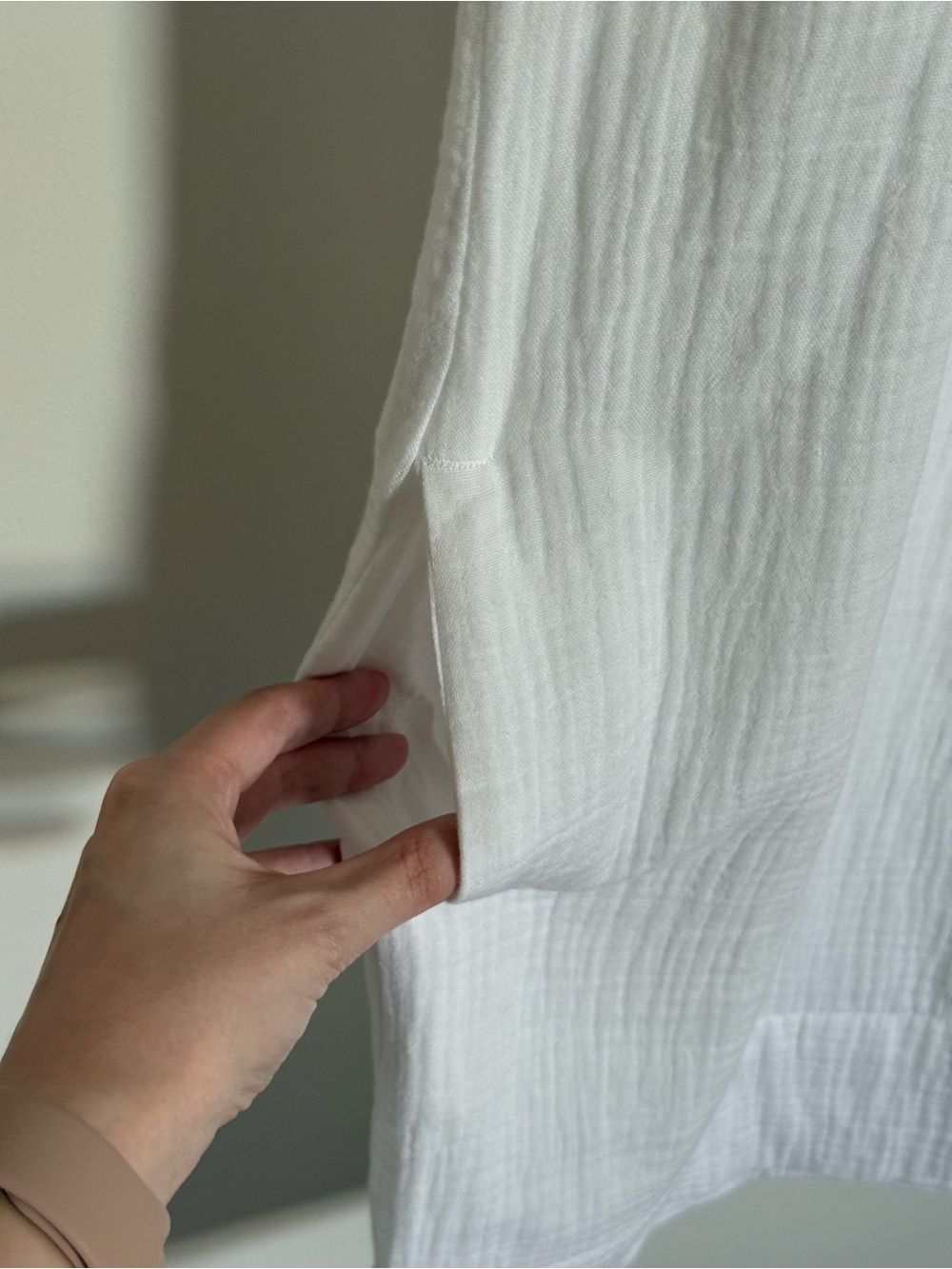 J. Crew V-neck Short Sleeve Soft Gauze Cotton Shirt Dress White Pockets Medium - Picture 8 of 16